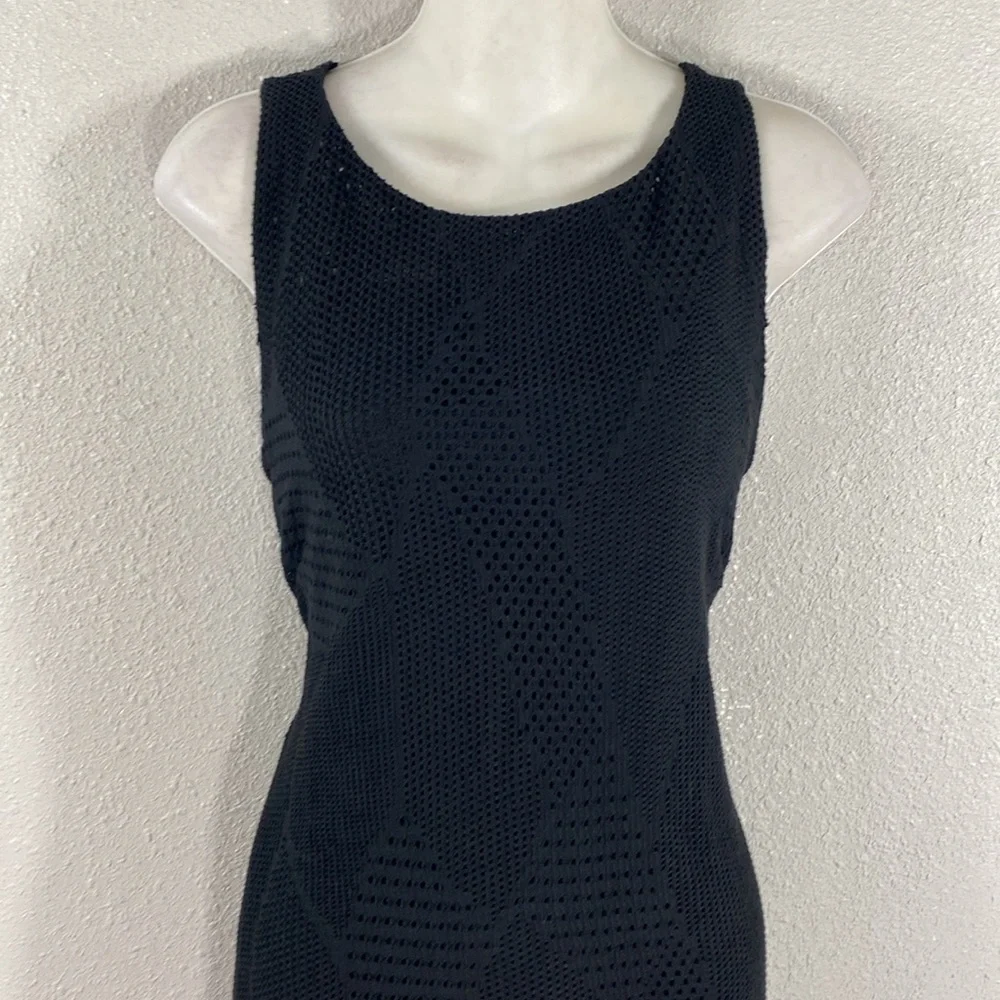 NWT Anne Klein black perforated sleeveless midi dress 12 L16